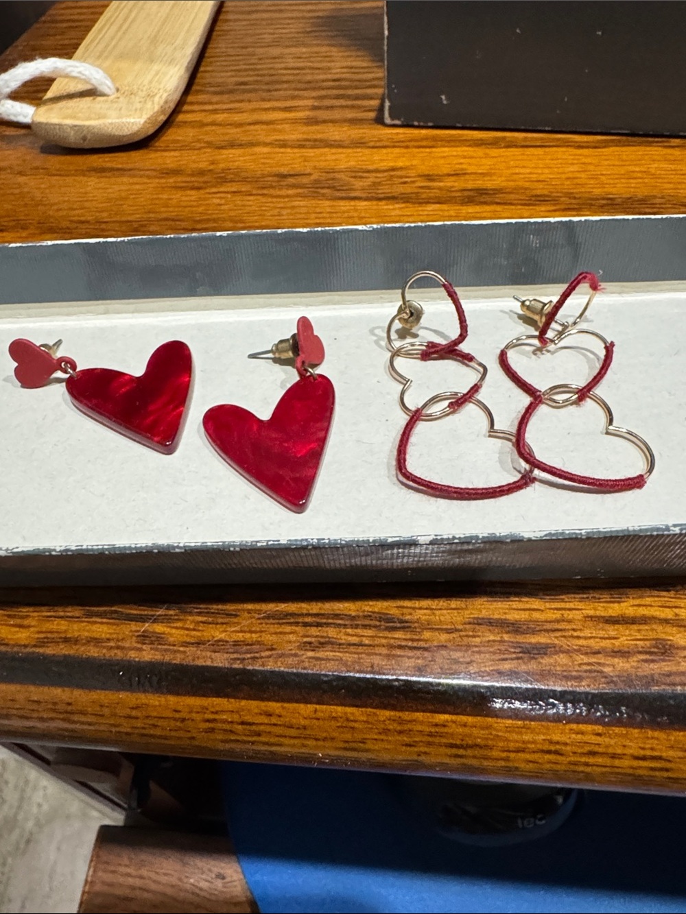 Red Heart Dangle Earrings - Stylish Women's Jewelry. Set of 2
